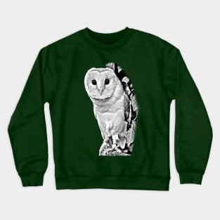 Barn Owl in black and white Crewneck Sweatshirt